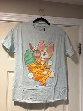 Corgi Ice Cream Graphic Tee in lt blue M